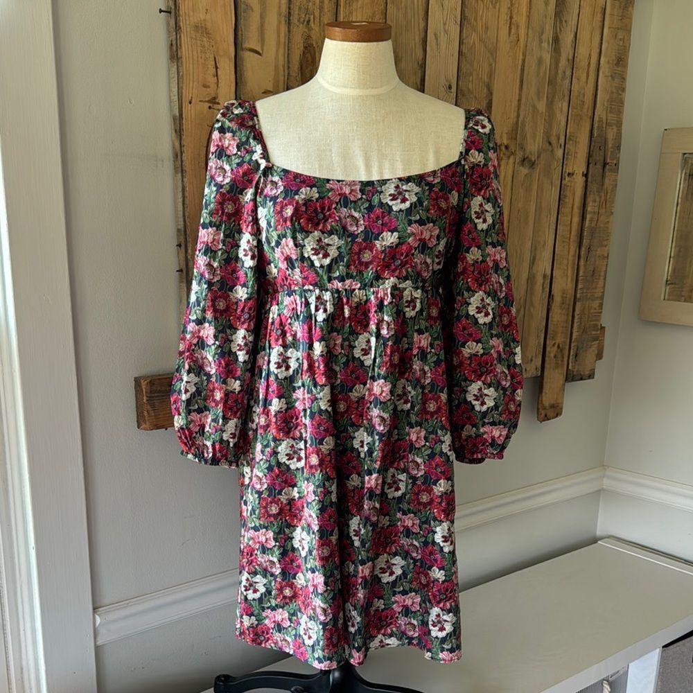 J. Crew Floral Mini Dress in Pink, White, Green and Black